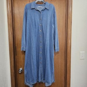 Vintage North Style Denim Maxi Length Dress Size 2X